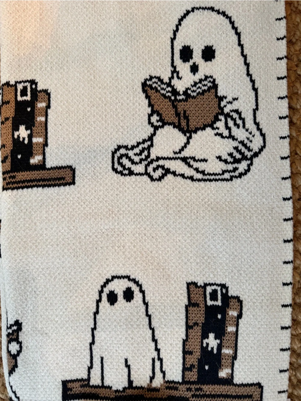 Goblin & Ghoul Ghost Reading Book Viral Knit Decorative Throw Blanket
